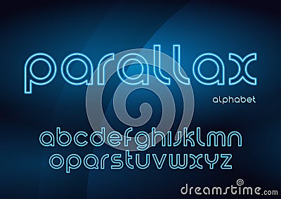 Parallax vector linear neon typefaces, alphabet, letters, font, Vector Illustration