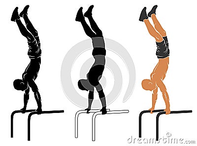 Parallel bars handstand Vector Illustration