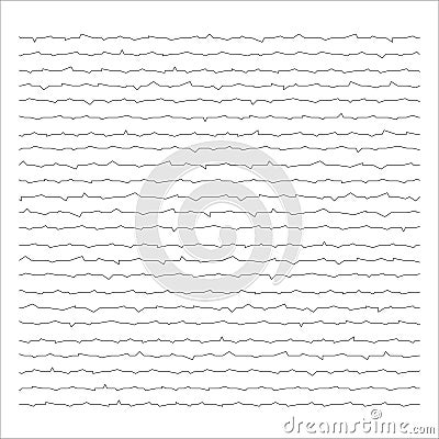 Parallel black doodle zigzag lines for the sheet of notebook paper Notepad. Vector Illustration