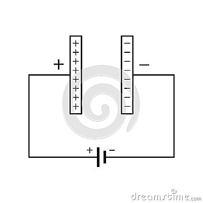 parallel plate capacitor in circuit. Vector Illustration