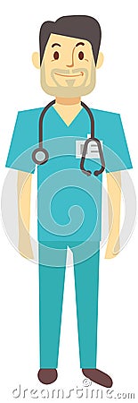 Paramedic cartoon character. Friendly doctor. Hospital worker Vector Illustration