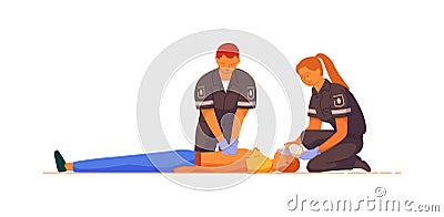 Paramedic giving indirect heart massage to patient Vector Illustration