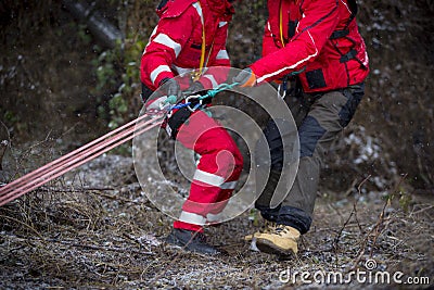 Paramedics mountain rescue service Stock Photo