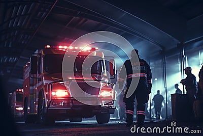 Paramedics responding to an emergency call with Stock Photo