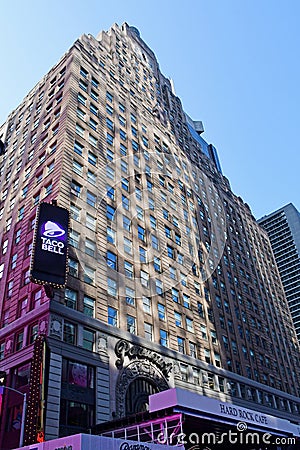 Hard Rock Cafe and Paramount Building, 1501 Broadway, Times Square, New York City, USA Editorial Stock Photo