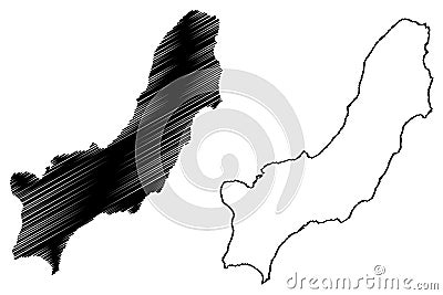 Paramushir island Russia, Russian Federation, Kuril Island archipelago map vector illustration, scribble sketch Paramushir map Vector Illustration