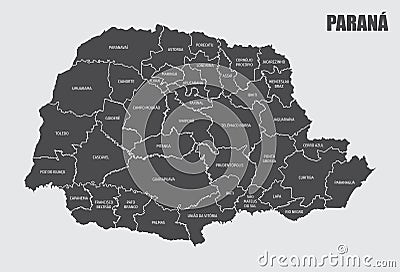 Parana State regions map Stock Photo