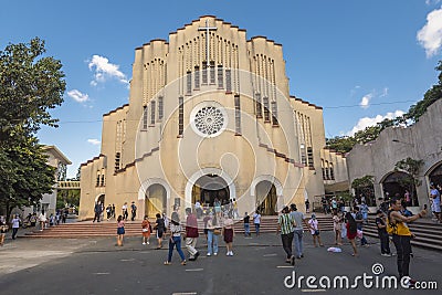 Paranaque, Metro Manila, Philippines - Nov 2021: People flock to Baclaran church, also known as Redemptorist Church Editorial Stock Photo