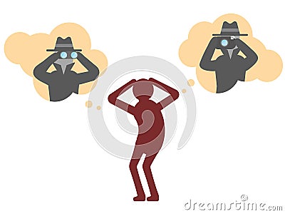 Paranoid flat style illustration on white Vector Illustration