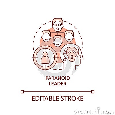 Paranoid leader red concept icon Vector Illustration