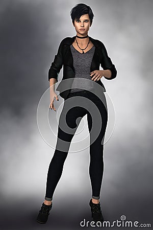 Paranormal 3D Urban Fantasy Character Stock Photo