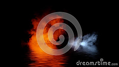 Paranormal fog isolated on black background. Stock illustration. Smoke reflection on water Cartoon Illustration