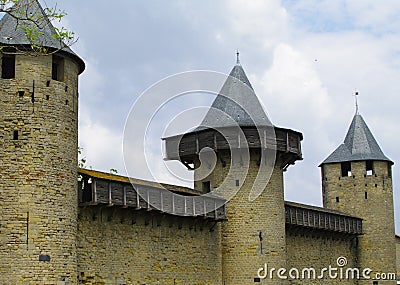 Parapet walk and towers Stock Photo