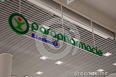 parapharmacie leclerc logo text and sign brand of French parapharmacy supermarket Editorial Stock Photo