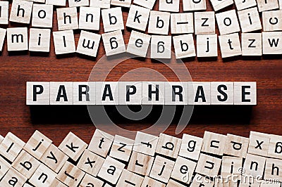 Paraphrase word concept pm cubes Stock Photo