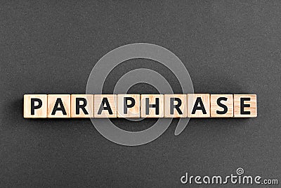 paraphrase - word from wooden blocks with letters Stock Photo