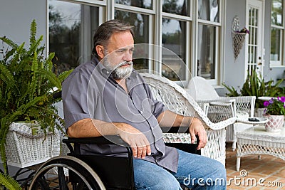 Paraplegic Man In Wheelchair Stock Photo