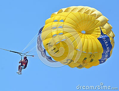 Parasailing is one of the most thrilling and popular beach activities Editorial Stock Photo