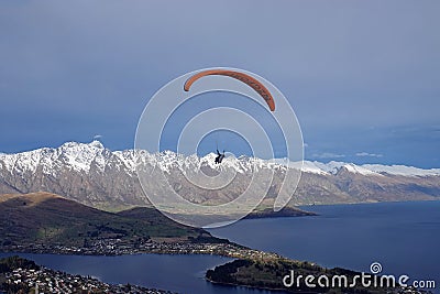 Paragliding above Queenstown New Zealand Editorial Stock Photo