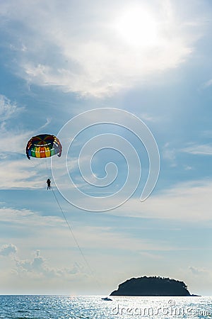 Parasailing with speed boat Stock Photo