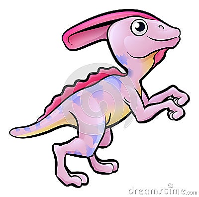 Parasaurolophus Dinosaur Cartoon Character Vector Illustration