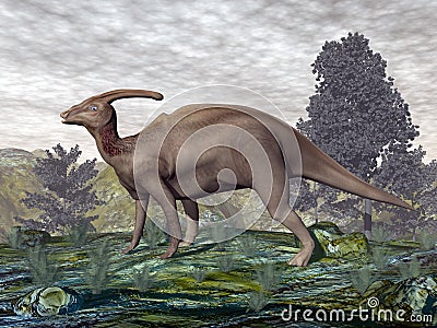Parasaurolophus dinosaur - 3D render Stock Photo