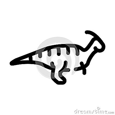 Parasaurolophus dinosaur line icon vector illustration sign Vector Illustration