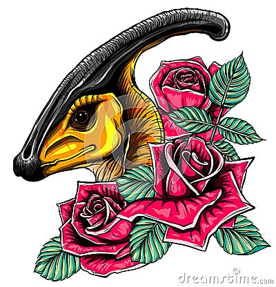 Parasaurolophus head art vector illustration design Vector Illustration