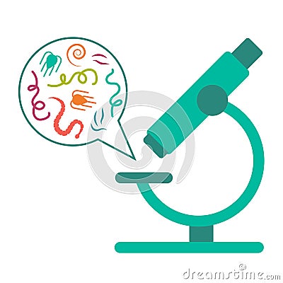 Parasite and worm with microscope Vector Illustration