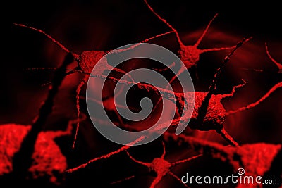 Parasites, human pathogenic microbes on red background. 3D Render Stock Photo