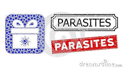 Parasites Textured Seal Stamps with Bacilla Stencil Mosaic Virus Pandorra Box Stock Photo