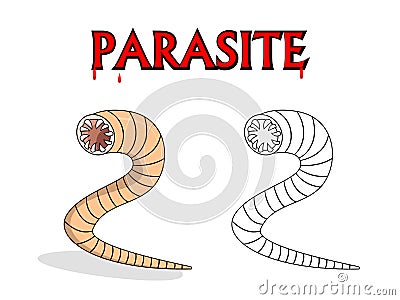 Parasitic nematode worms in vector cartoon design Vector Illustration