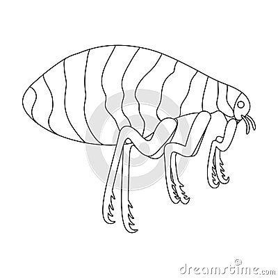 Parasitizing flea single icon in outline style for design.Pest Control Service vector symbol stock illustration web. Vector Illustration