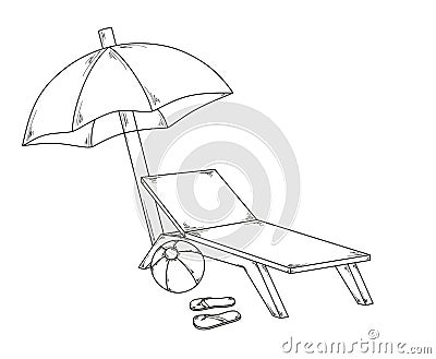 Parasol flops, ball and chair Vector Illustration