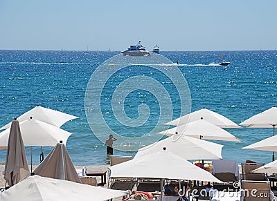 Parasols on the beach Stock Photo