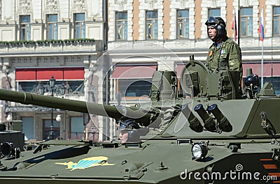 Paratroopers on airborne combat vehicle BMD-4M, Gardener equipped with fighting module Plantation Editorial Stock Photo