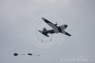 Paratroopers drop during the 72th commemoration of operation Market Garden Editorial Stock Photo