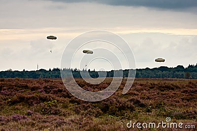 Paratroopers drop during the 72th commemoration of operation Market Garden Editorial Stock Photo