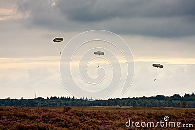 Paratroopers drop during the 72th commemoration of operation Market Garden Editorial Stock Photo