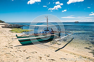 Paraw boat on the beach. Editorial Stock Photo