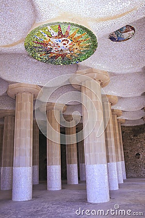 Parc Guell - Sala Hipostila Stock Photo