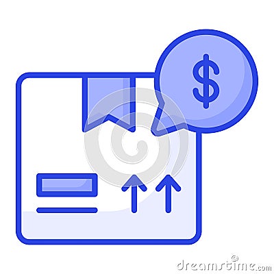 Parcel cost vector design, delivery package with dollar sign symbolizing icon of shipping cost Vector Illustration