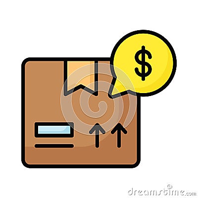 Parcel cost vector design, delivery package with dollar sign symbolizing icon of shipping cost Vector Illustration