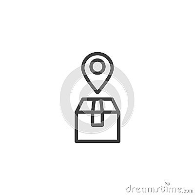 Parcel delivery destination line icon Vector Illustration