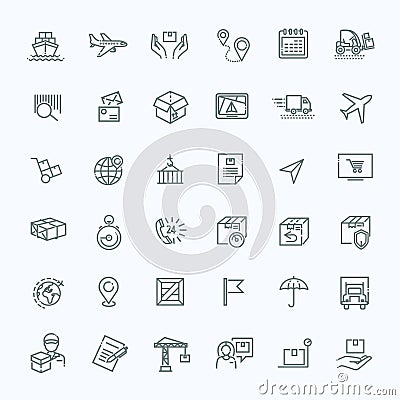 Parcel delivery service icon set. Vector Illustration