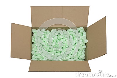 Parcel full of packing fillers Stock Photo