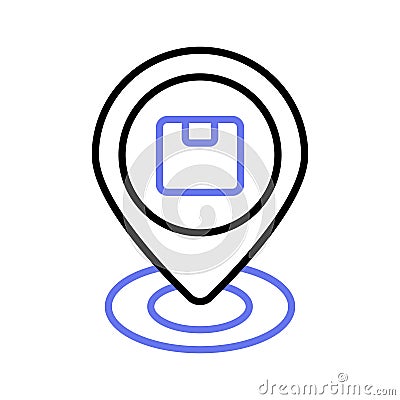 Parcel inside placeholder denoting concept icon of delivery location Vector Illustration