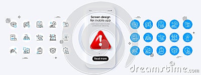 Parcel invoice, Lighthouse and Delivery report line icons. For web app, printing Vector Vector Illustration