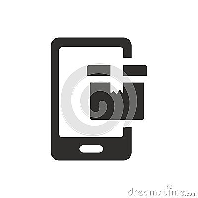 Parcel mobile tracking icon Vector Illustration