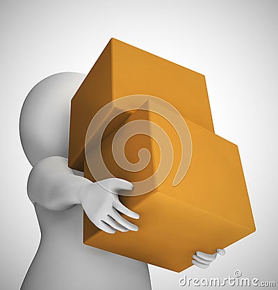 Parcel or package delivery depicts distributing Postal Services or freight - 3d illustration Cartoon Illustration